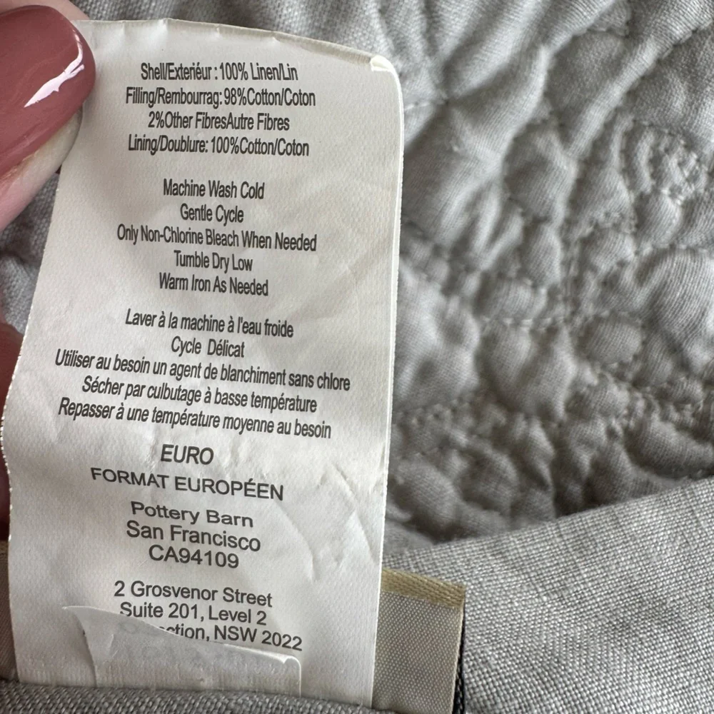 Pottery Barn Linen Euro Sham Sage Green